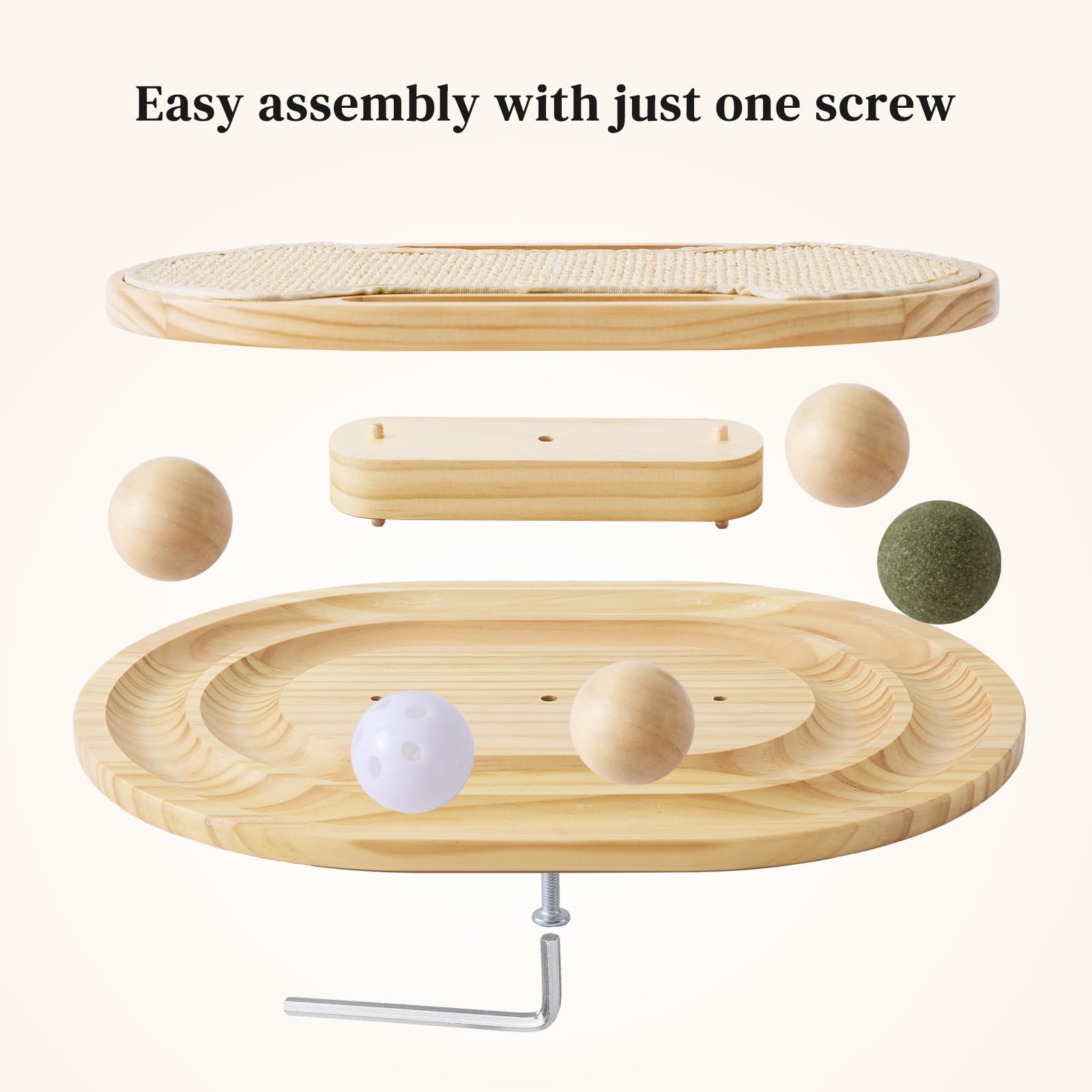 ZOMISIA large wooden cat toy helps collaborative play for multiple cats.