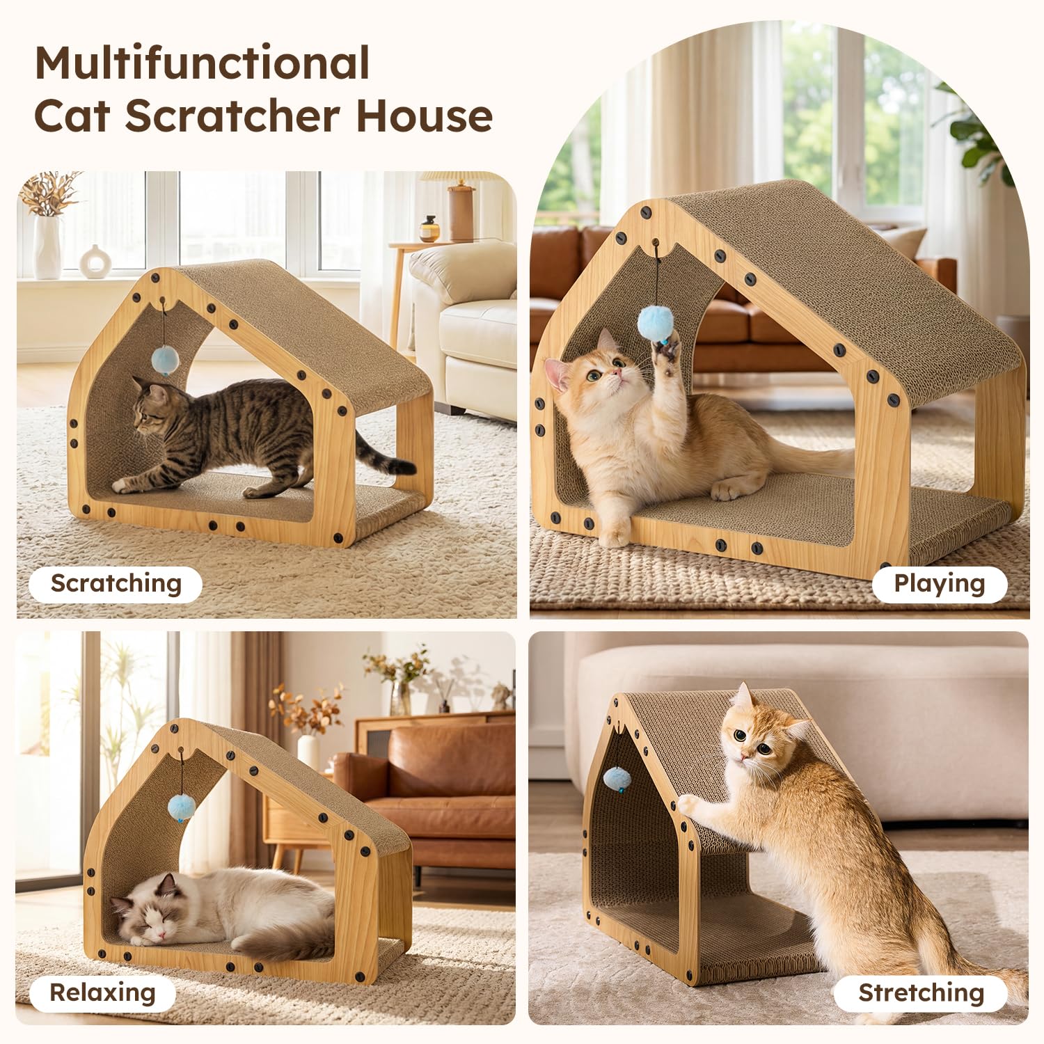 ZOMISIA non-toxic cardboard construction ensures safe, durable scratching for kittens.