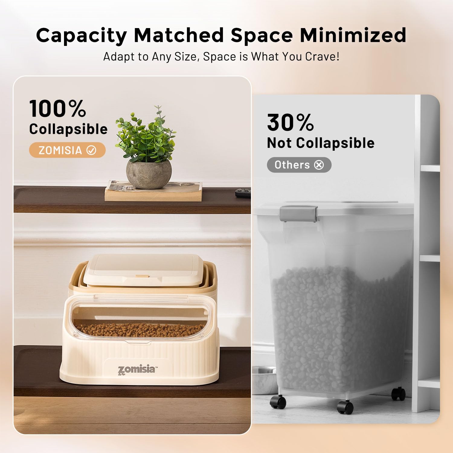 ZOMISIA pantry tips image promotes space optimization and waste reduction.