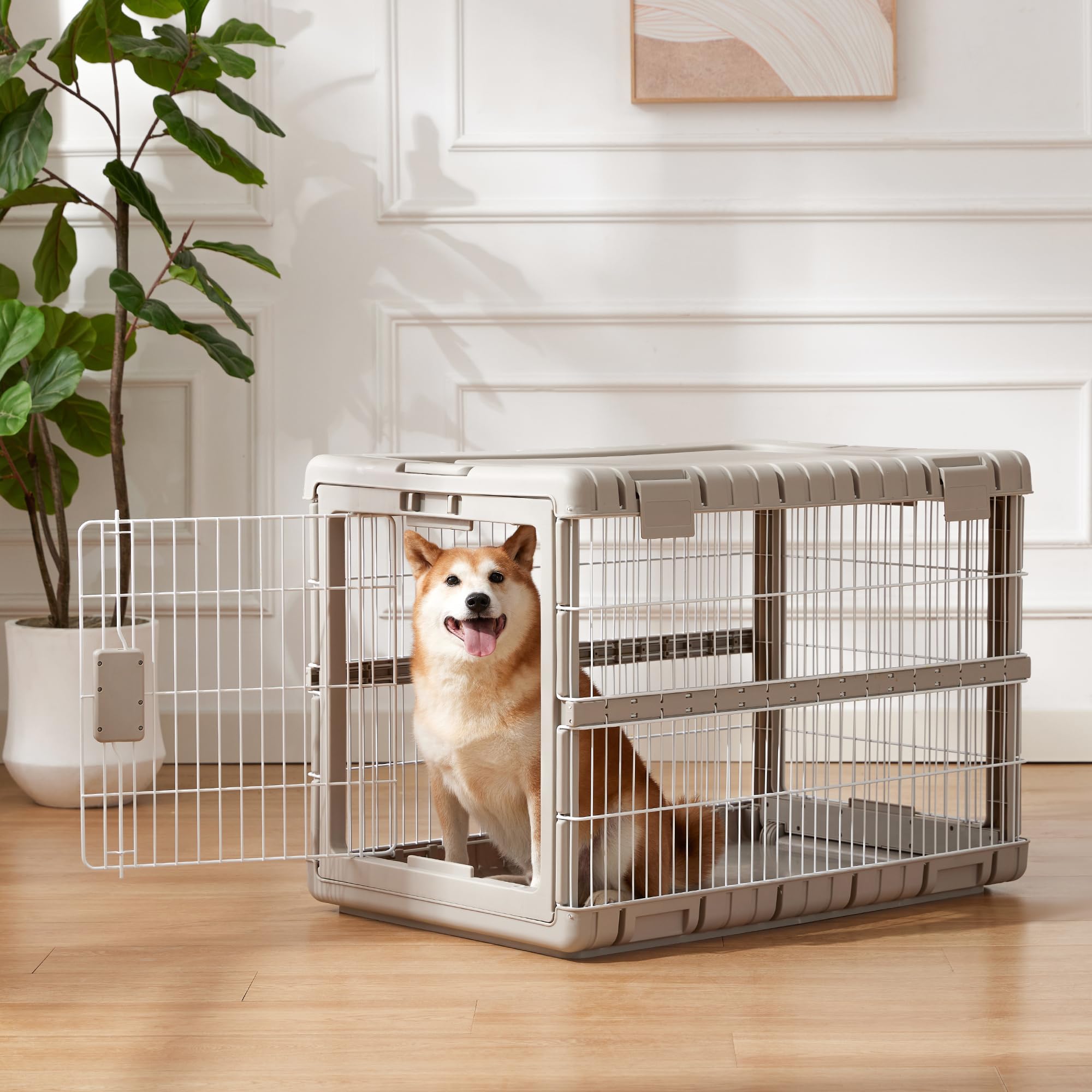 ZOMISIA beige dog crate suitable for patio or outdoor use