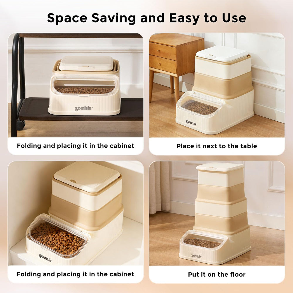 ZOMISIA pet kibble storage setup shows organized pantry solution.