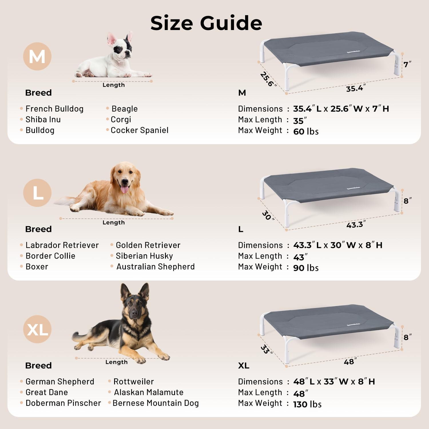 ZOMISIA portable foldable dog bed fits car trips and hikes.