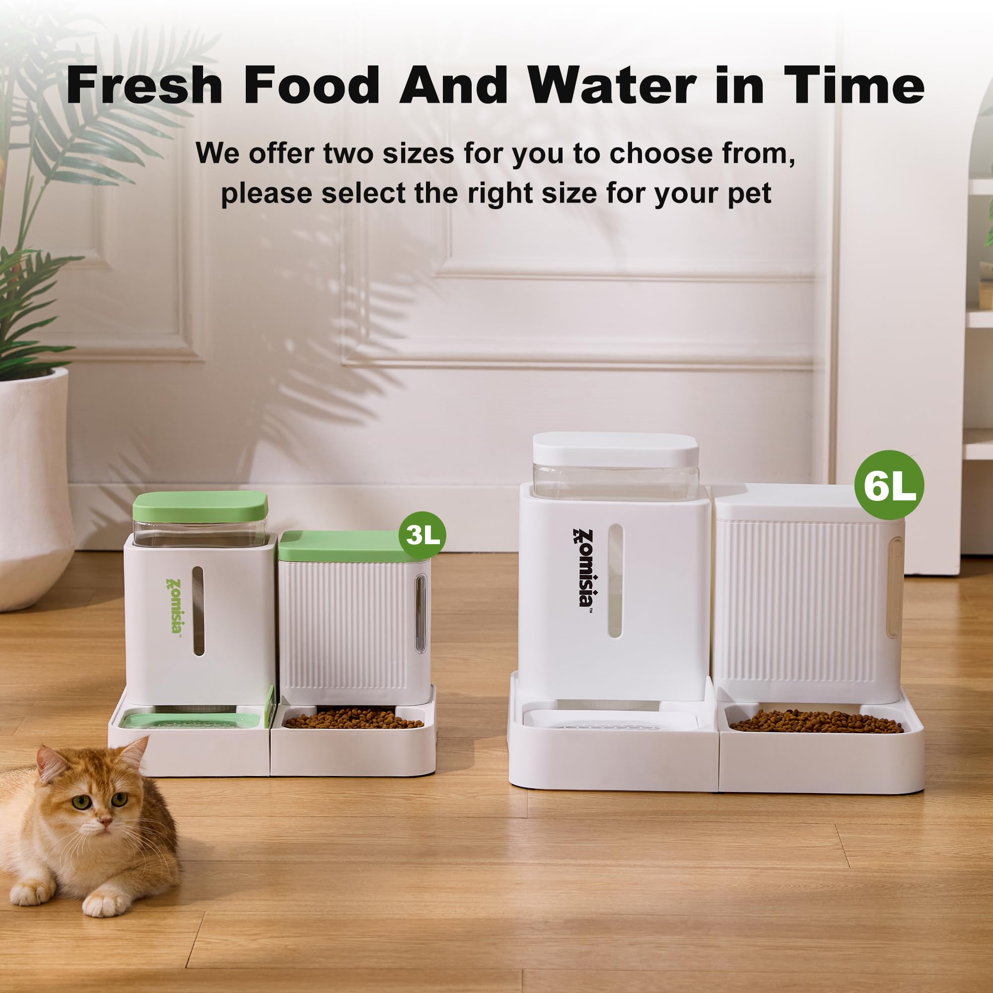 ZOMISIA two-pack feeder and water dispenser supports multi-pet households.