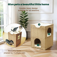 Zonoria Zephyria foldable cat condo demonstrated for quick setup and storage.