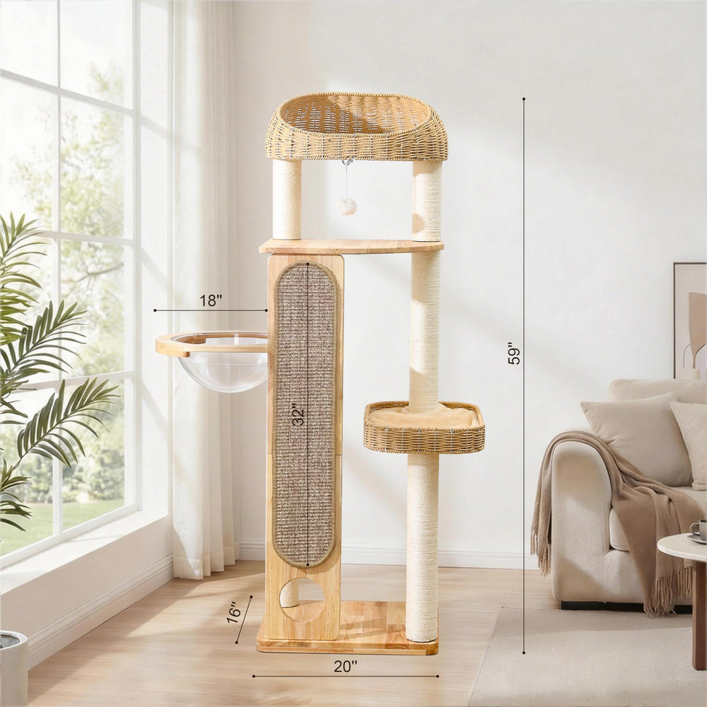 Zonoria Zephyria natural rubberwood build suits multi-cat homes