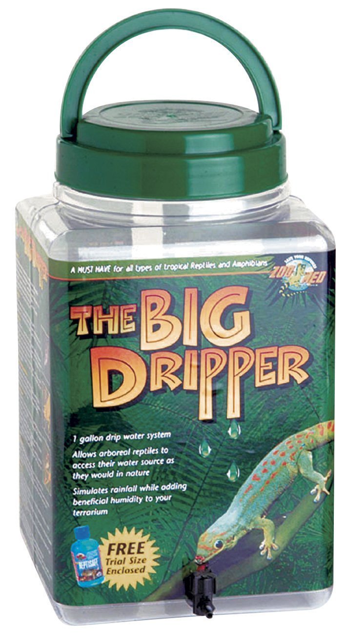 Zoo Med Big Dripper gallon with lid handle delivers humidity for dew-drinking reptiles