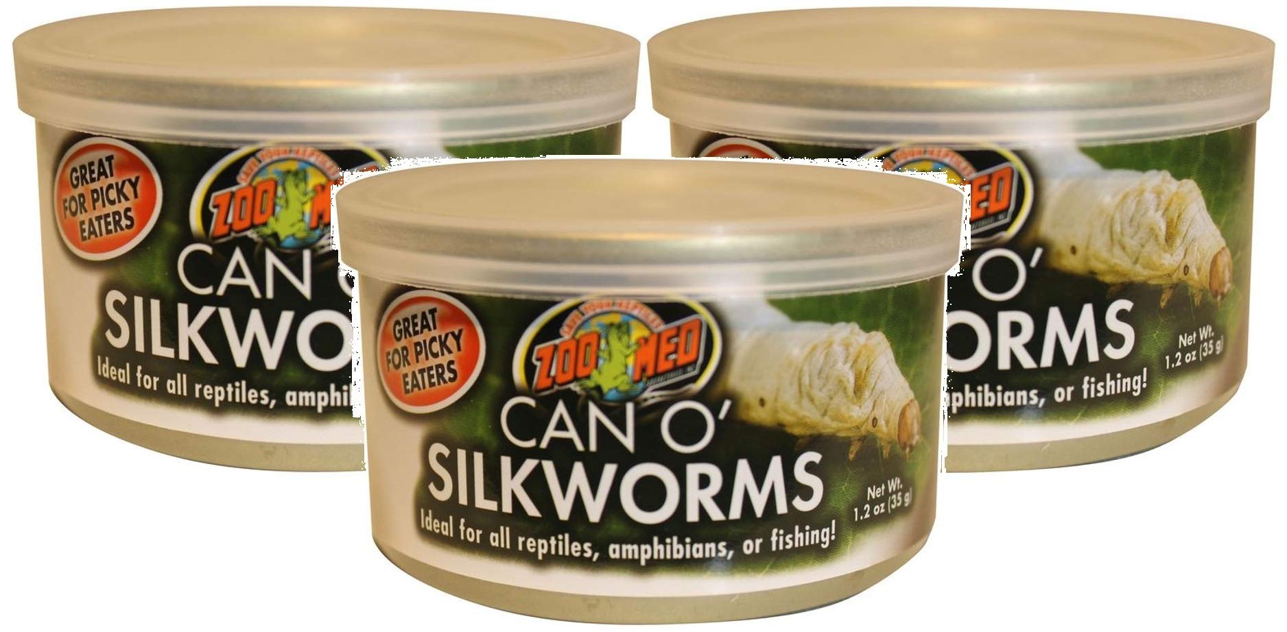 Zoo Med Can O' Silkworms can for reptiles and amphibians; easy digestion and protein boost.