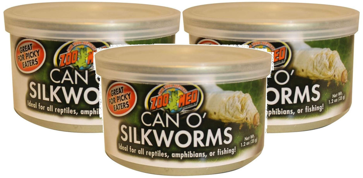Zoo Med Can O' Silkworms can for reptiles and amphibians; easy digestion and protein boost.