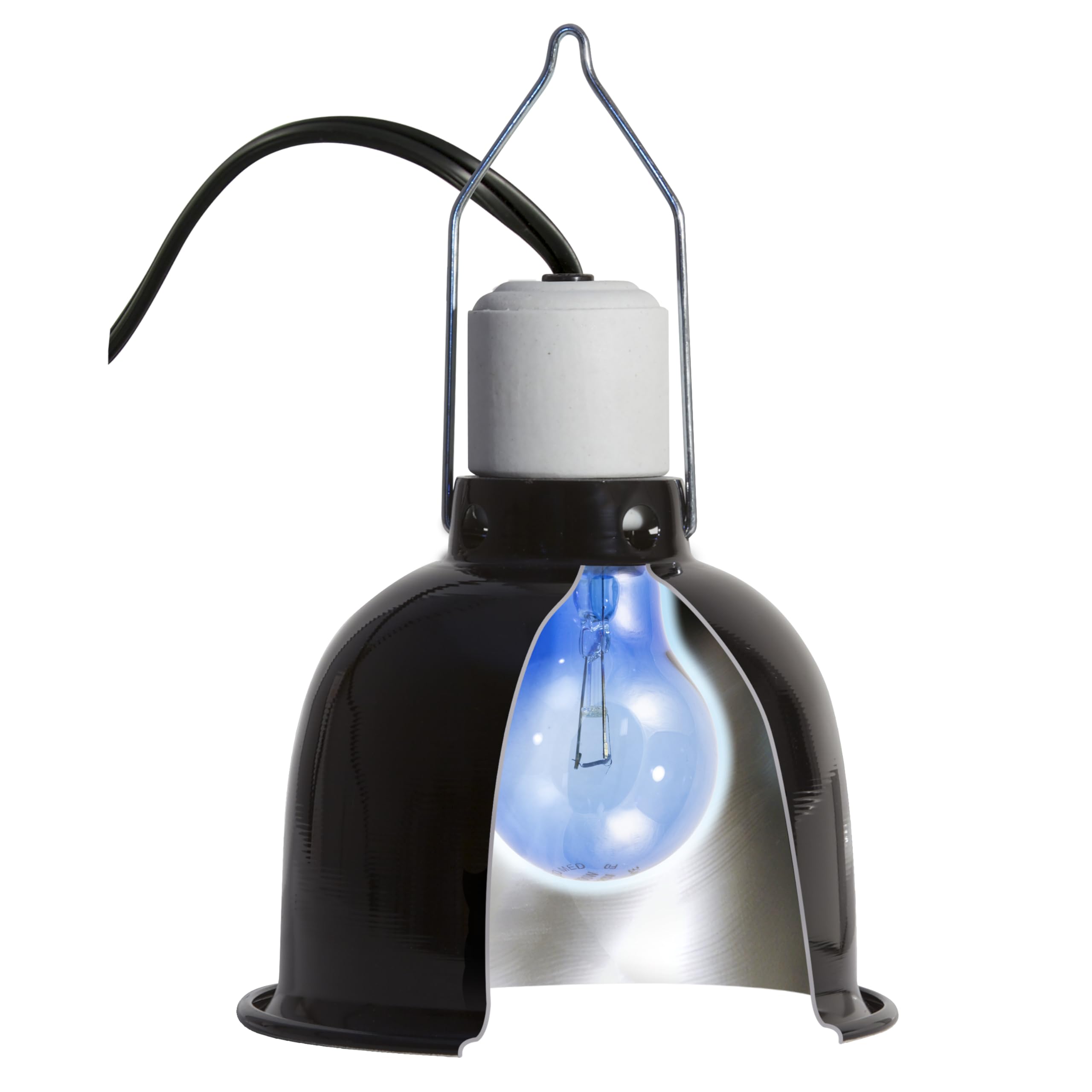 Zoo Med daylight blue bulb horizontal hood fit for versatile setups.