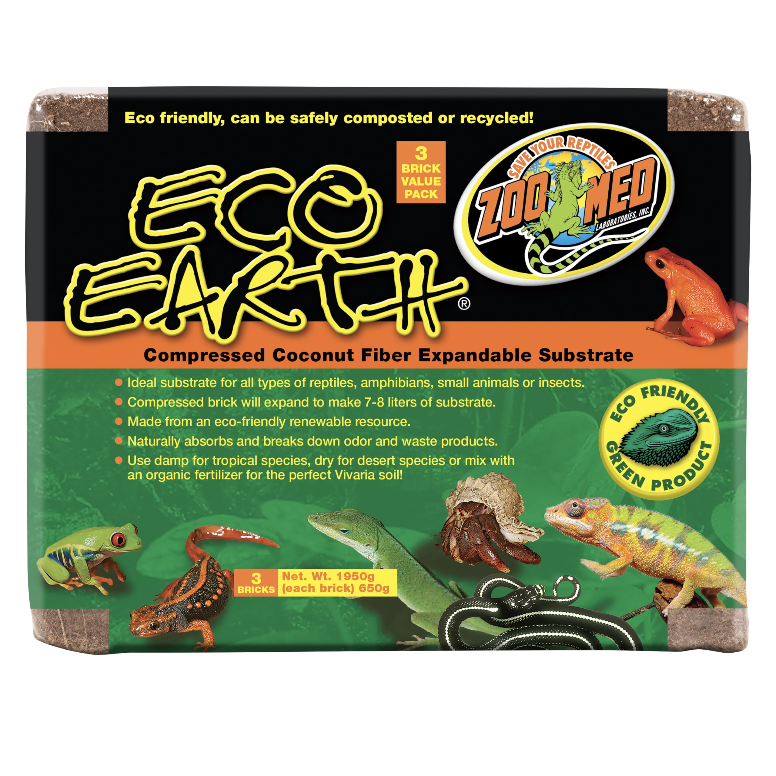 Zoo Med Eco Earth substrate bedding for terrariums, natural and versatile