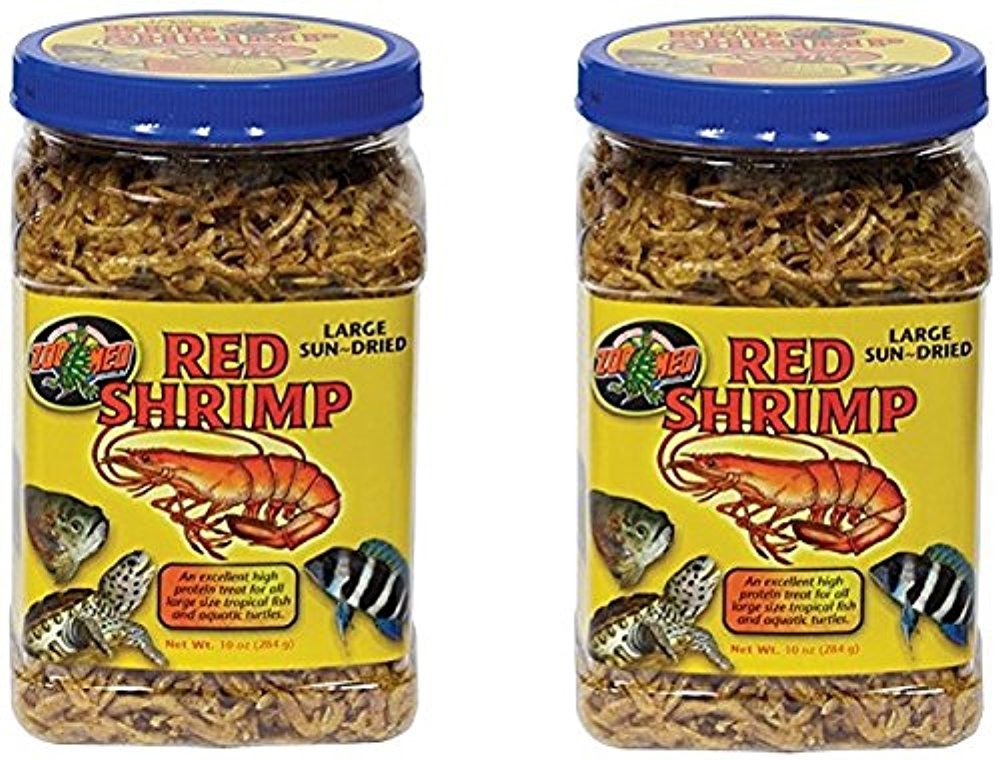 Zoo Med Large Sun-Dried Red Shrimp 10oz pack — high-protein feeding option for large turtles and fish.