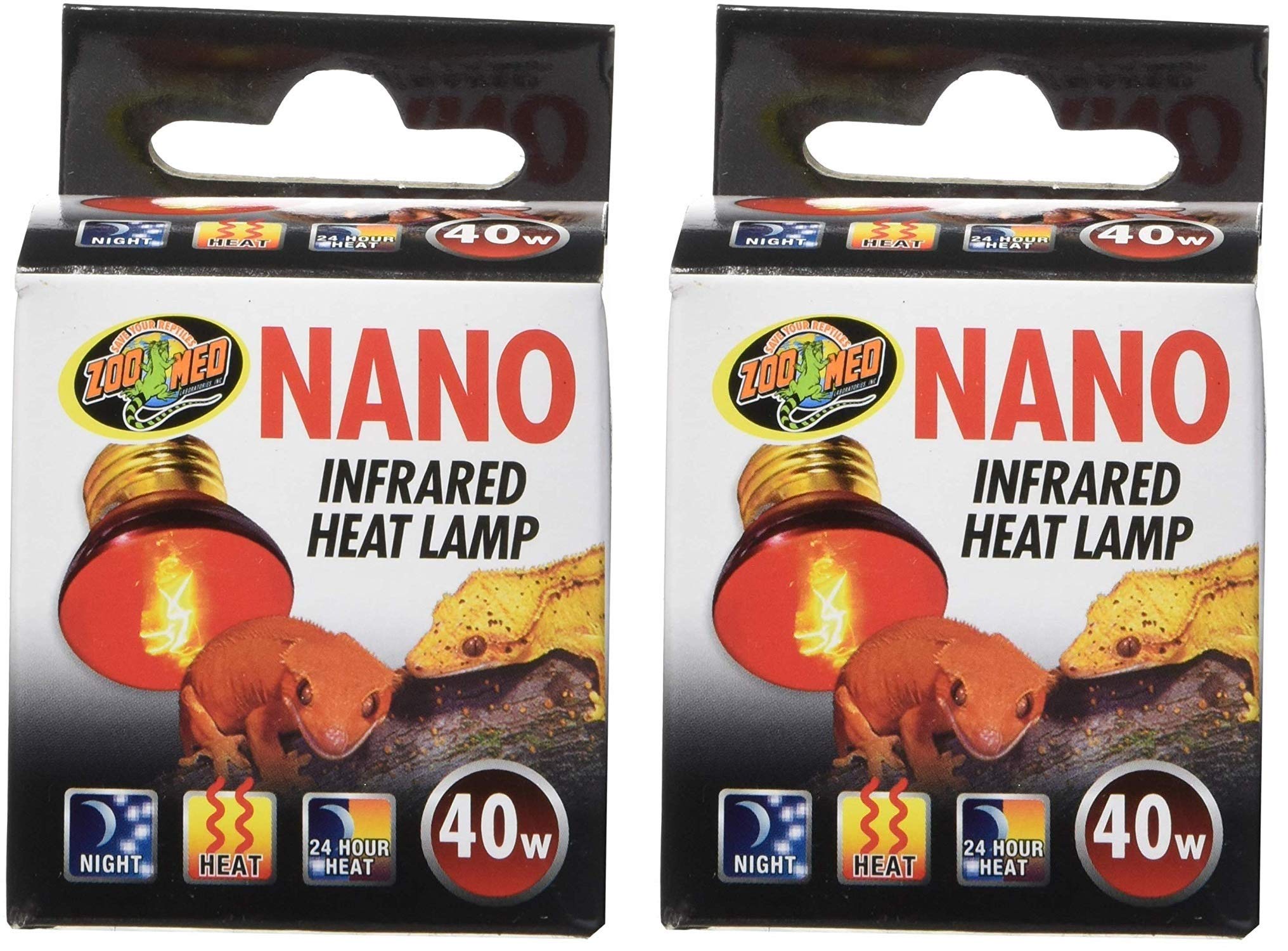 Zoo Med nano infrared heat lamp 40W front view provides gentle warmth for nano terrariums.
