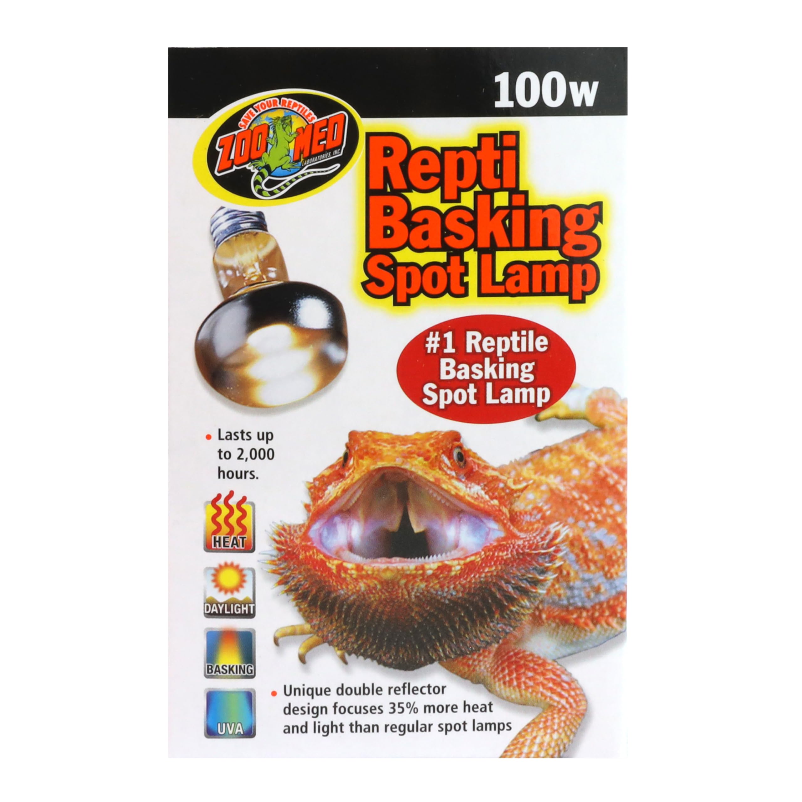 Zoo Med Repti Basking Spot Lamp 100W front view showing focused heat
