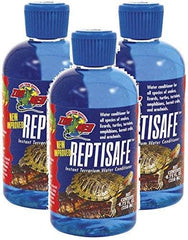 Zoo Med ReptiSafe used in a reptile tank setup to improve water quality.