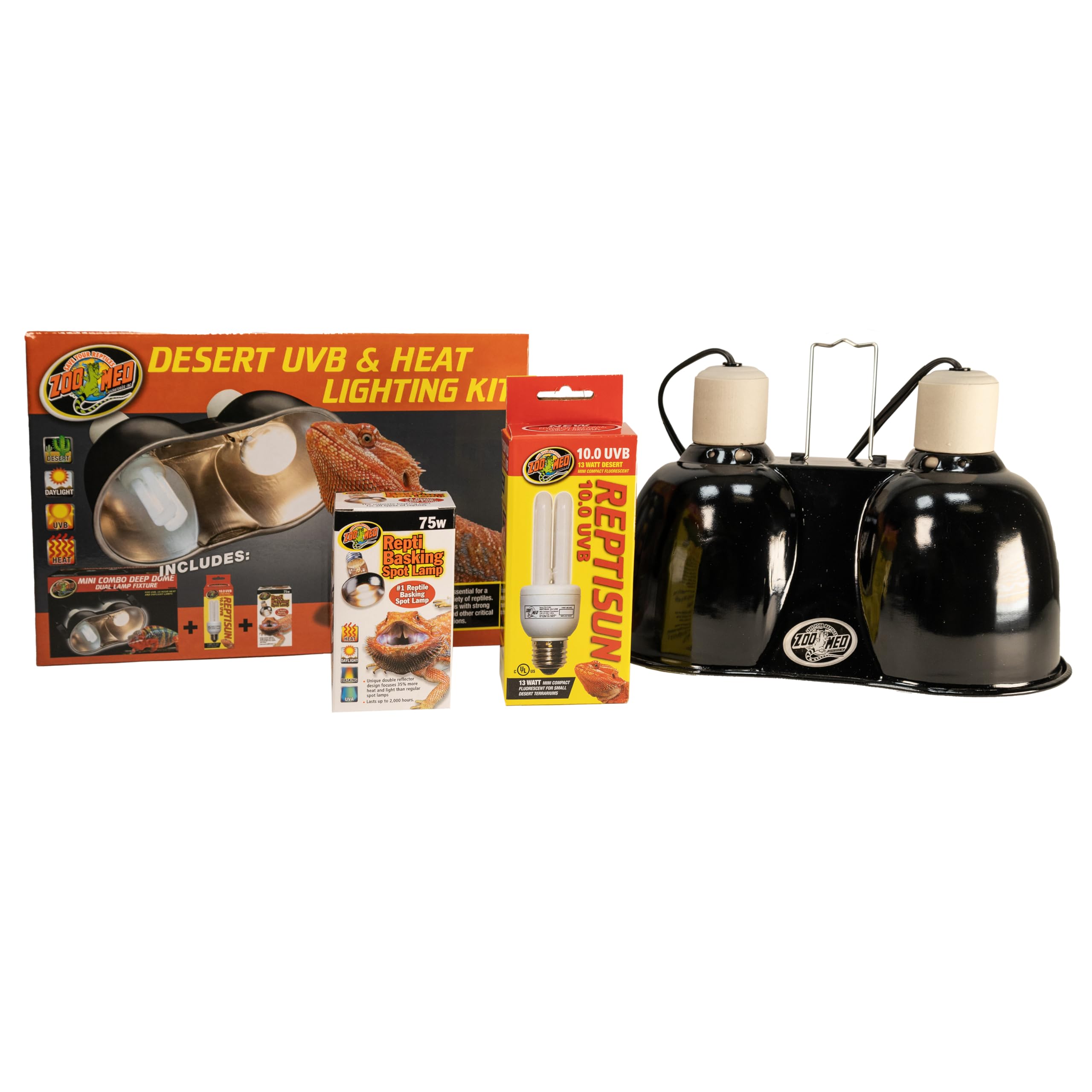 Zoo Med ReptiSun 10.0 UVB Mini 13W provides UVB, UVA and visible light