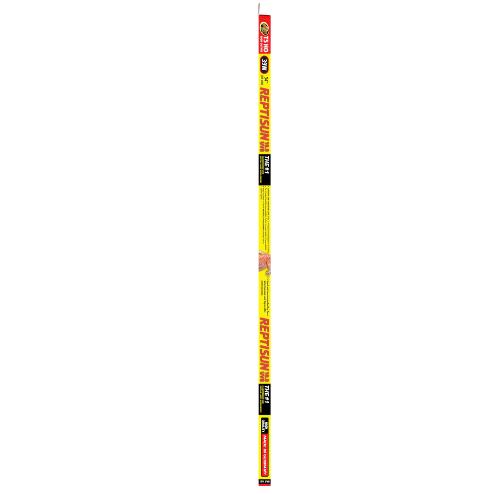 Zoo Med Reptisun 34-Inch UVB lamp in terrarium supports reptile daily activity.