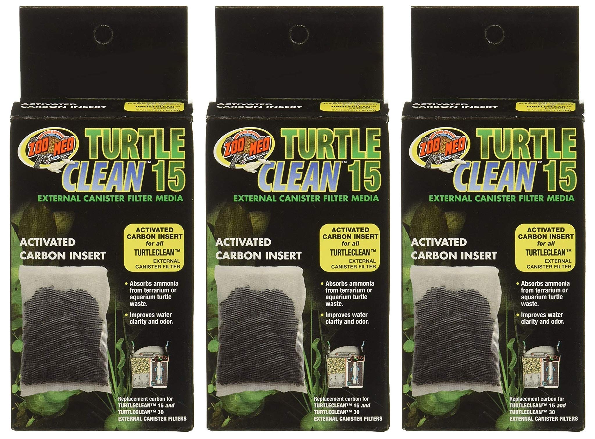 Zoo Med Turtle Clean 15 carbon insert front view improves water quality by absorbing ammonia.