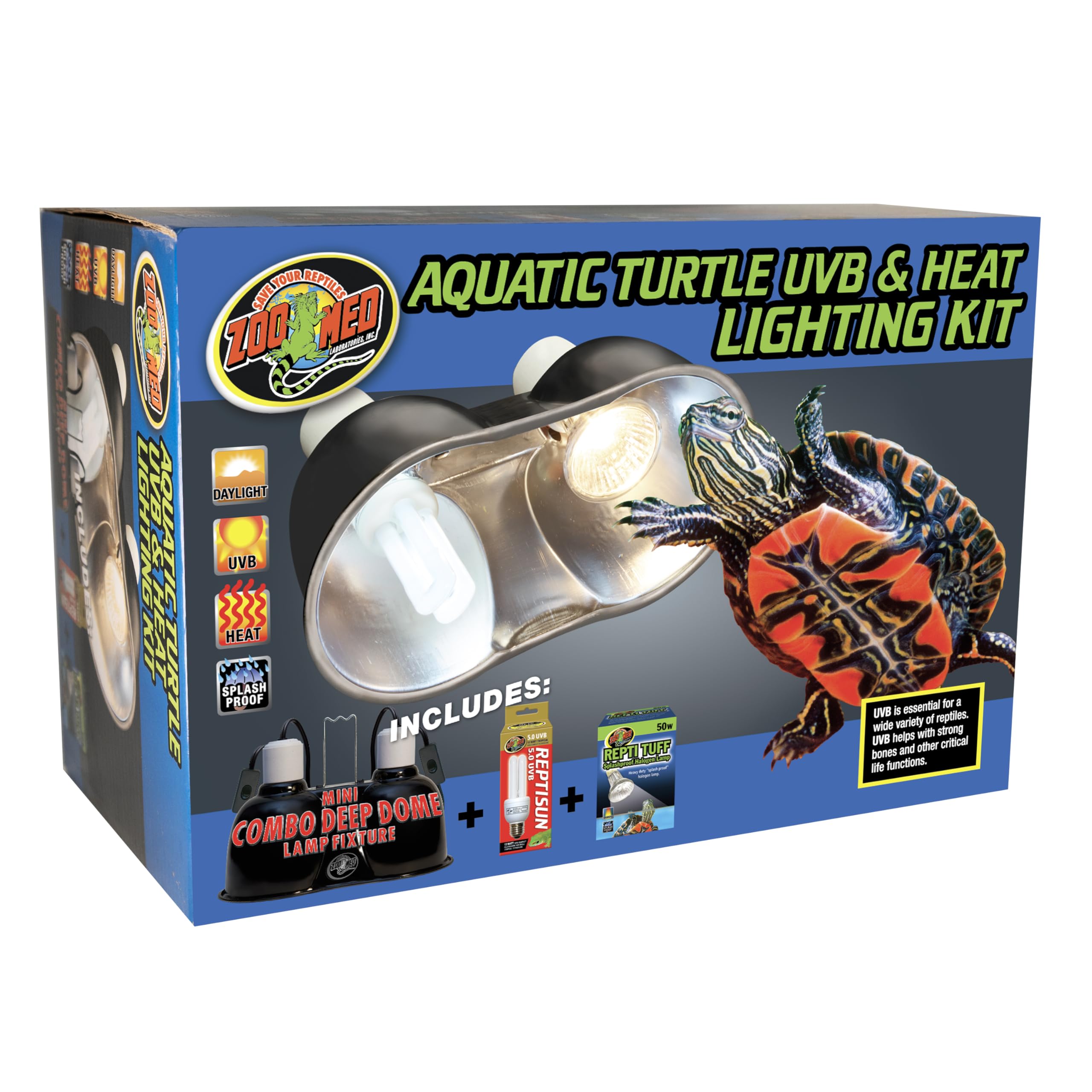 Zoo Med Turtle Tuff 50W halogen bulb provides durable heat for aquatic basking.