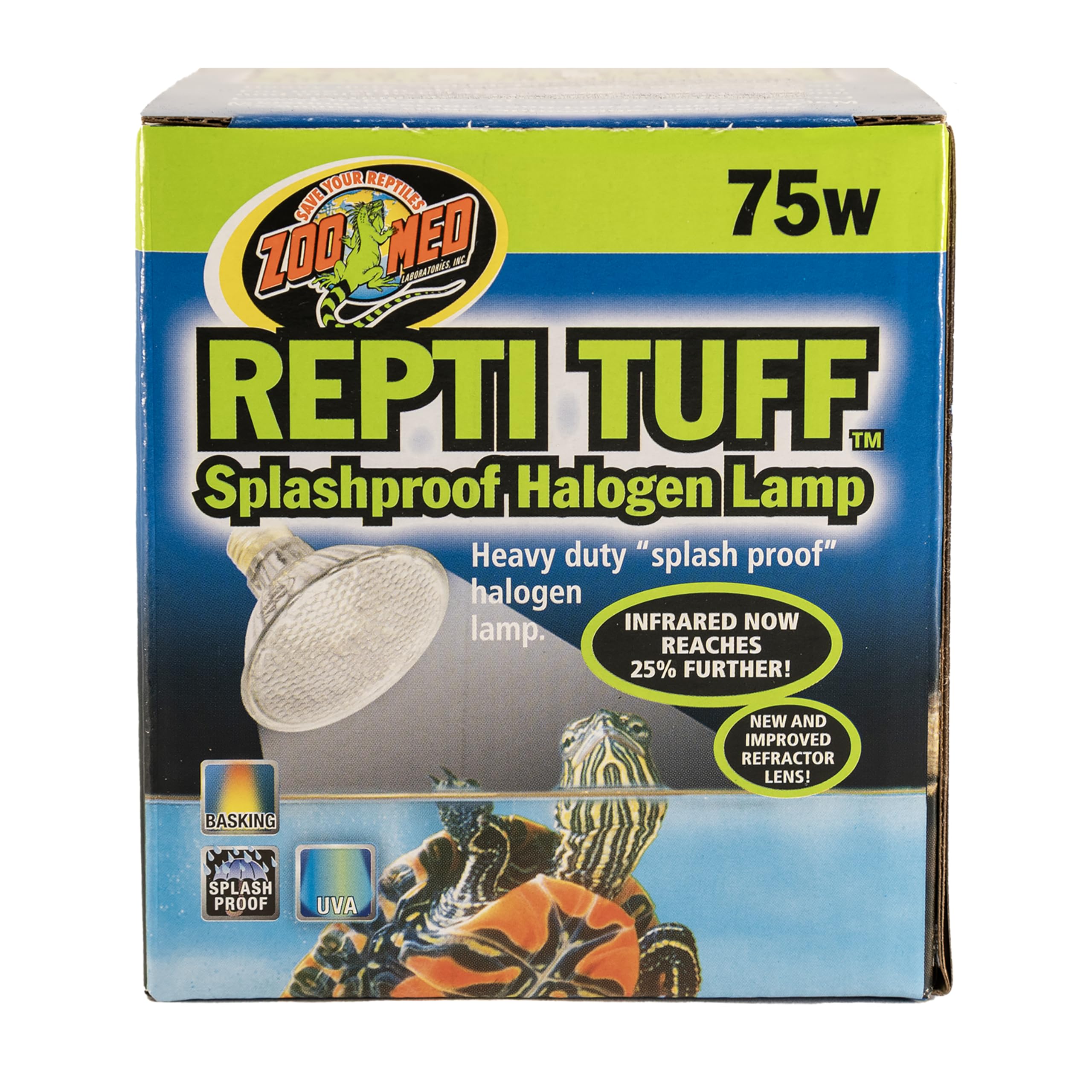 Zoo Med Turtle Tuff 75W lamp front view for reliable aquatic tank lighting