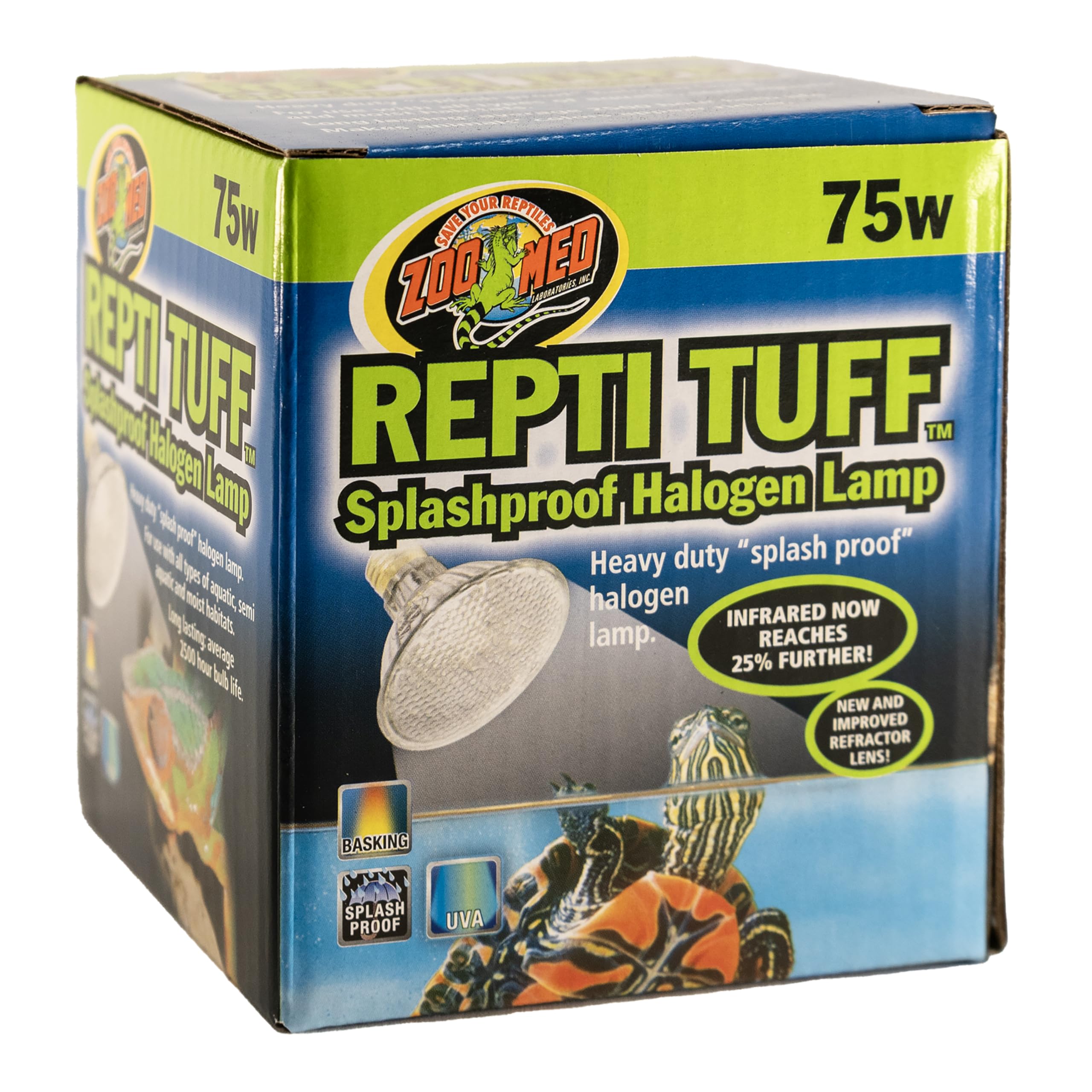 Zoo Med Turtle Tuff splashproof bulb close-up highlights durable splash protection