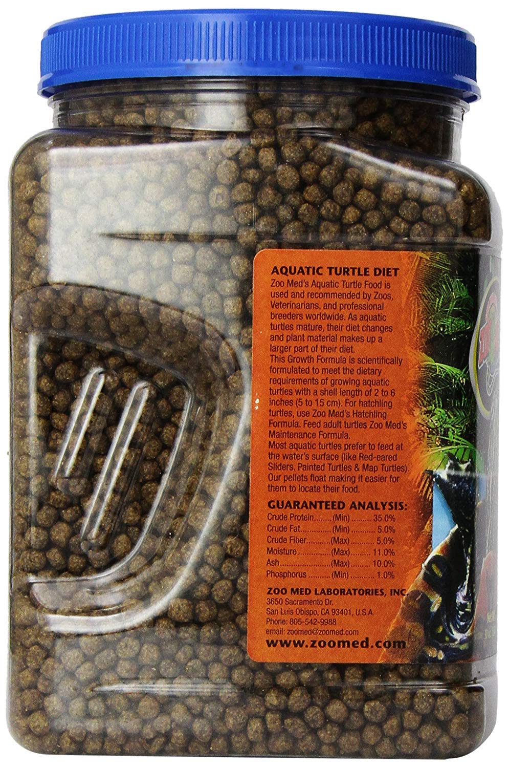 Floating Zoo Med Growth Formula pellets aid surface feeding for turtles.