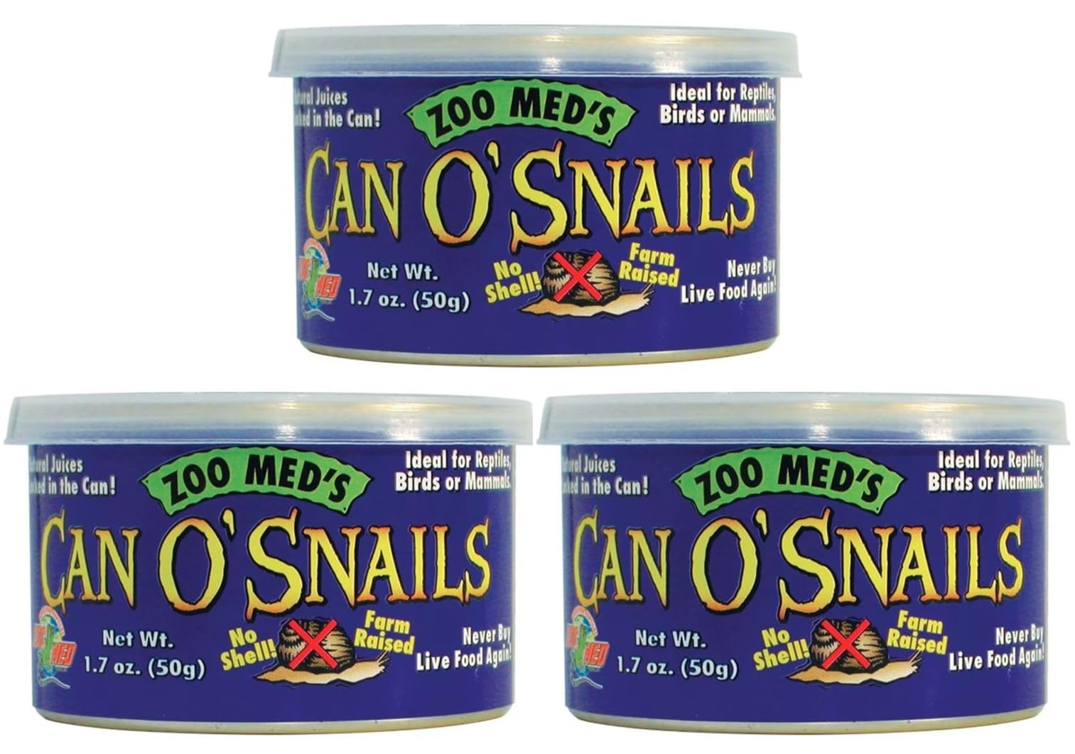 Zoo Med Can O' Snails 1.7 oz close-up, convenient feeding option for small reptiles