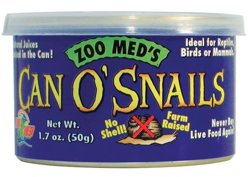 Zoo Med Can O' Snails 3-pack display image, ready-to-use snails for multiple pets