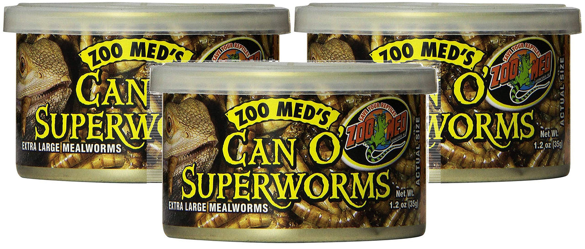 Zoo Med Can O' SuperWorms can, convenient shelf-stable snack for large reptiles