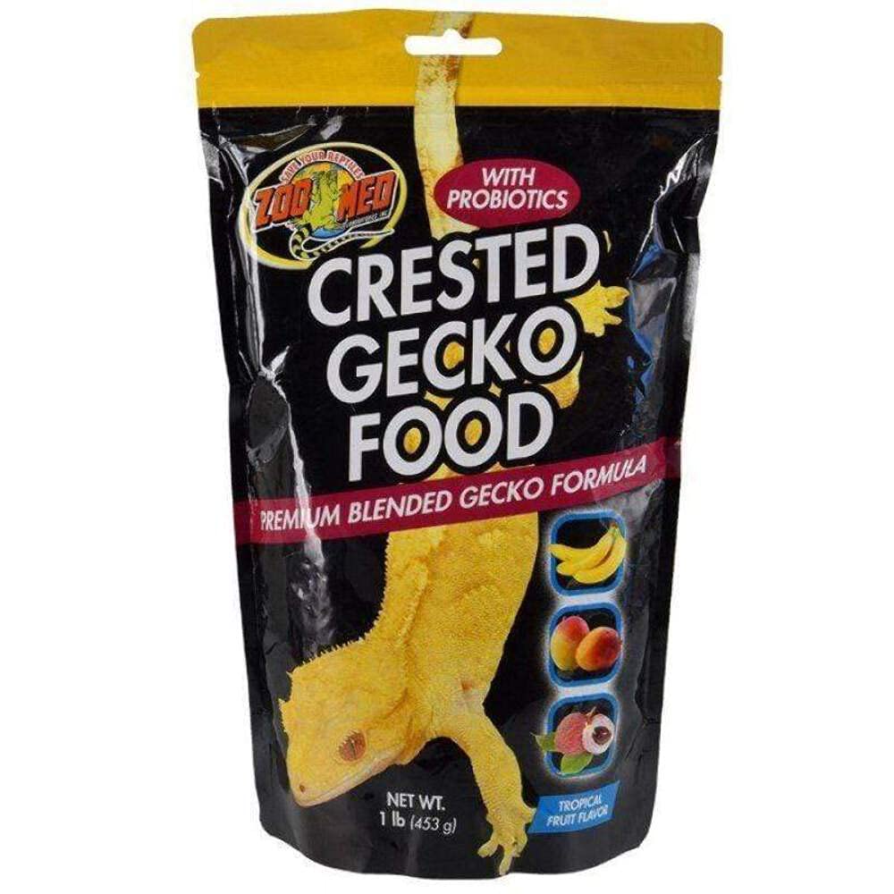 Zoo Med Crested Gecko Food tropical fruit powder in bowl supports digestion and varied diet.