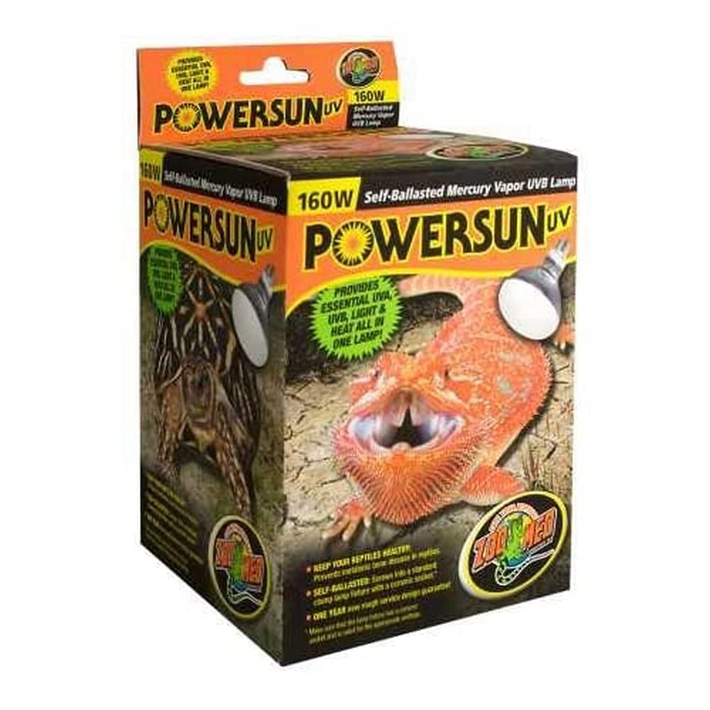 Zoo Med PowerSun UV bulb 160W providing UVA/UVB and heat for large terrariums
