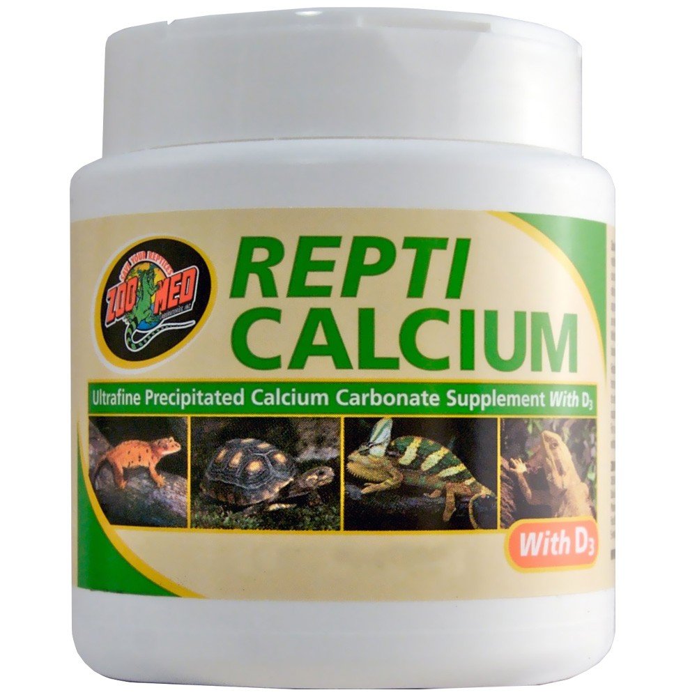 Zoo Med Reptile Calcium D3 powder for easy dusting and balanced reptile nutrition.