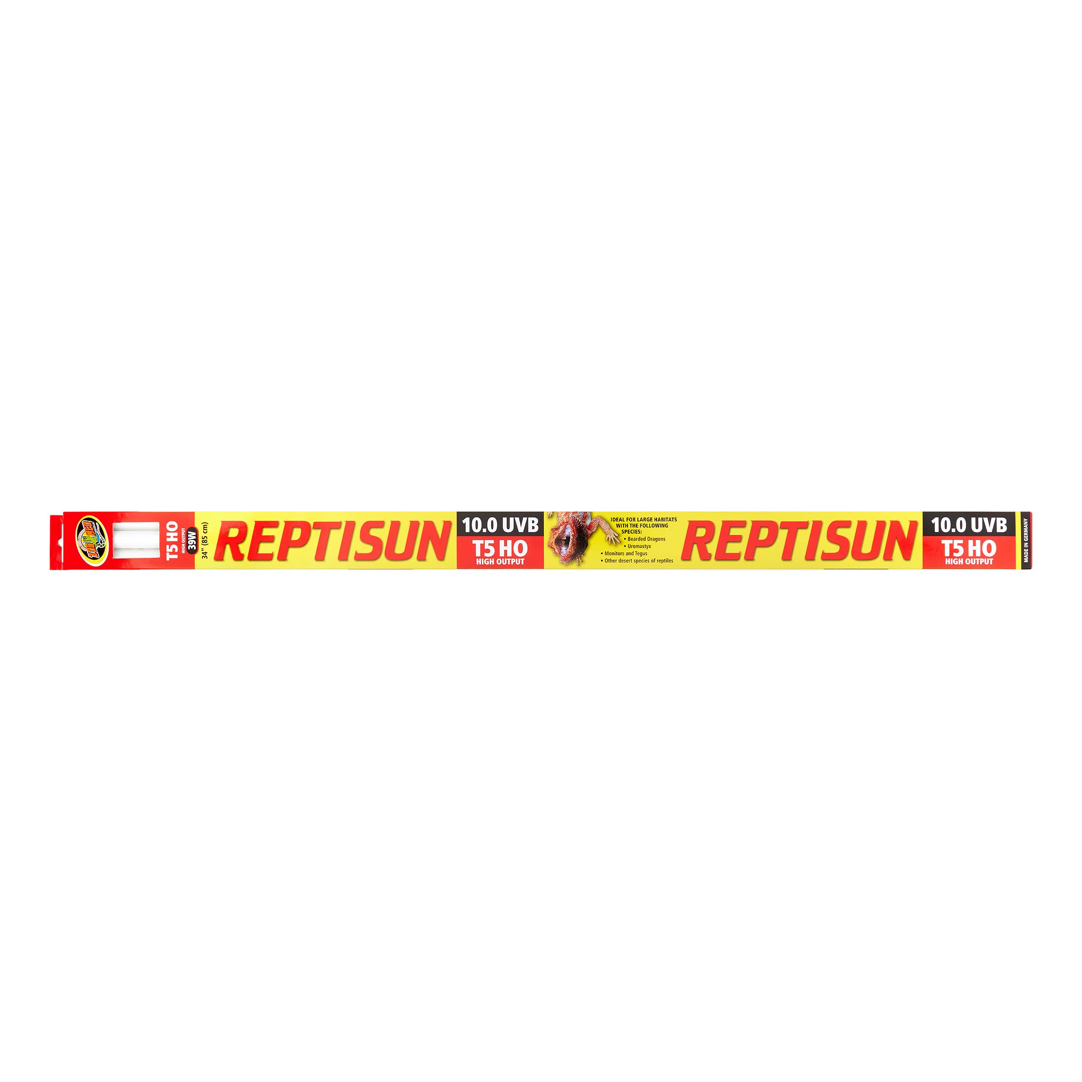 Zoo Med ReptiSun 10.0 HO T5 UVB lamp in terrarium for bright UVB exposure.