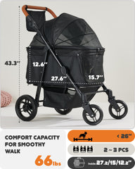 Zoosky dog stroller large-pet entry with zippered mesh door for easy access.