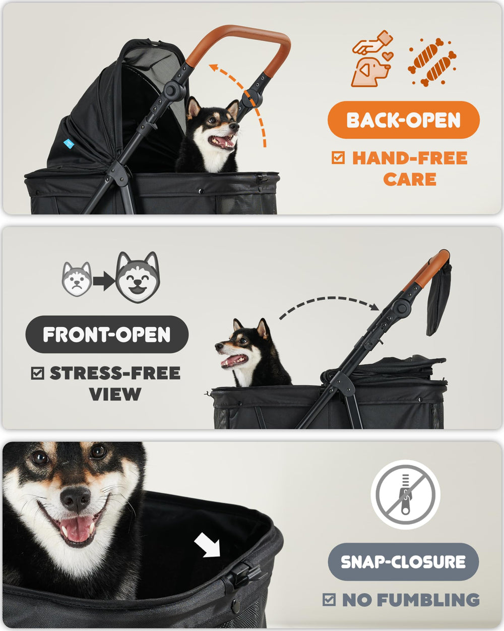 Zoosky dog stroller waterproof pad keeps interior clean and dry.