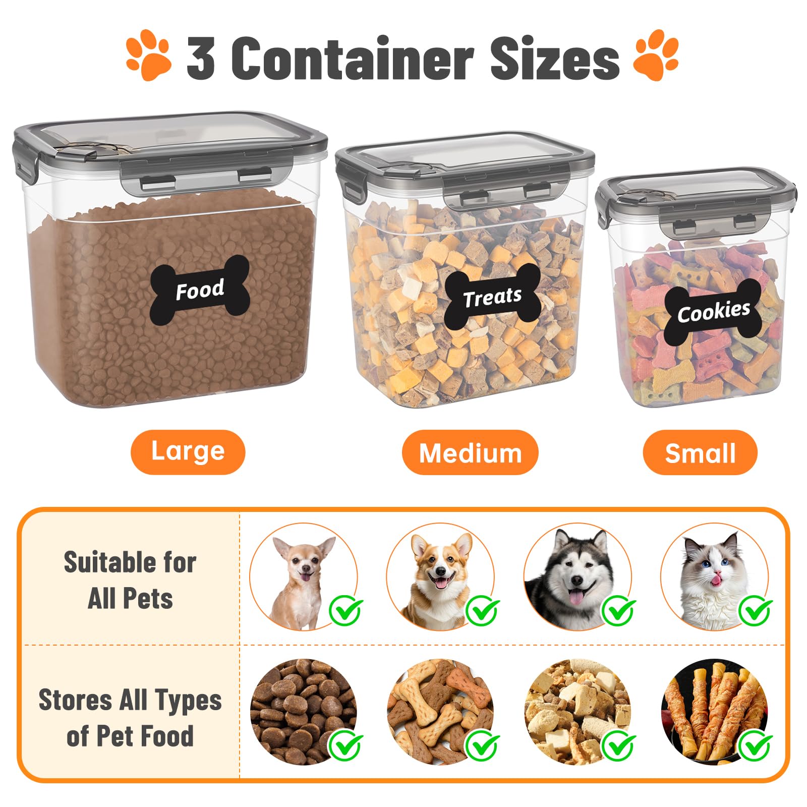 ZooZoo transparent dog treat containers—medium size ideal for daily snacks.