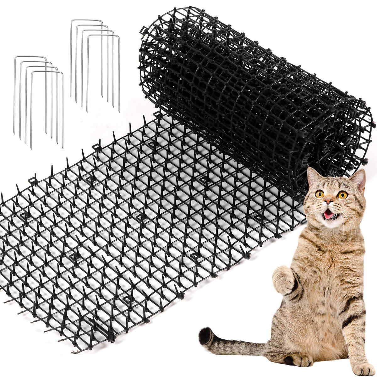 Zopeal cat repellent mat with spikes covers 158x12in for yard and furniture protection.