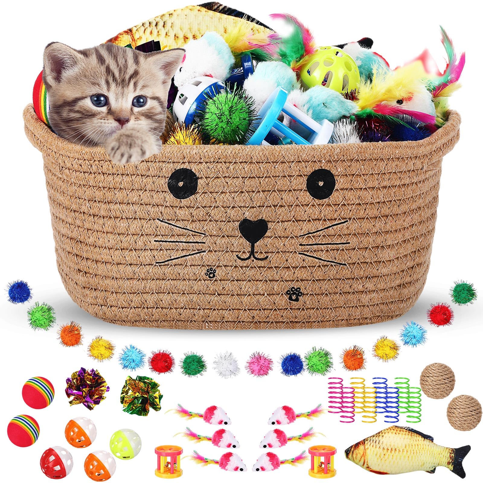 Zopeal cat storage basket keeps toys organized and accessible.