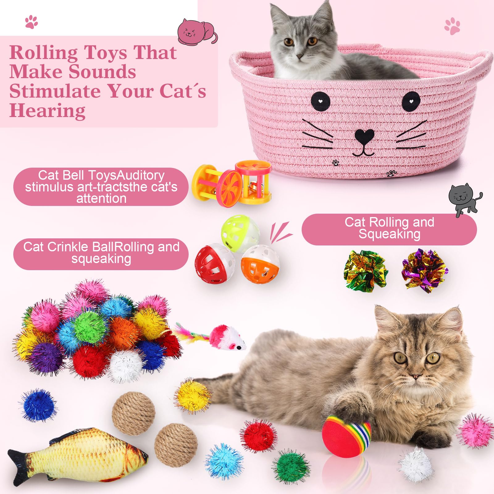 Zopeal plush fish and mice add variety for indoor cats.