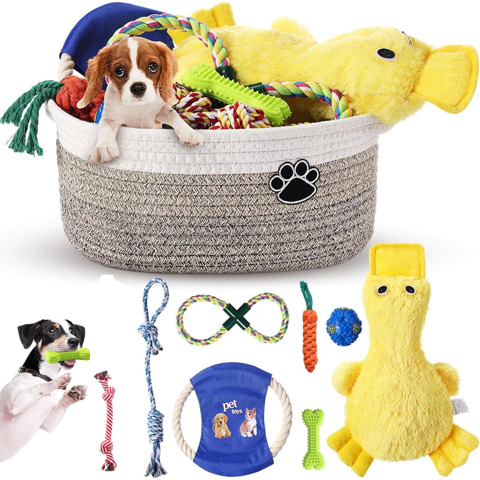 Zopeal puppy toy basket setup for organized play and easy toy access.