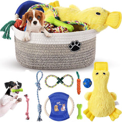 Zopeal puppy toy basket setup for organized play and easy toy access.