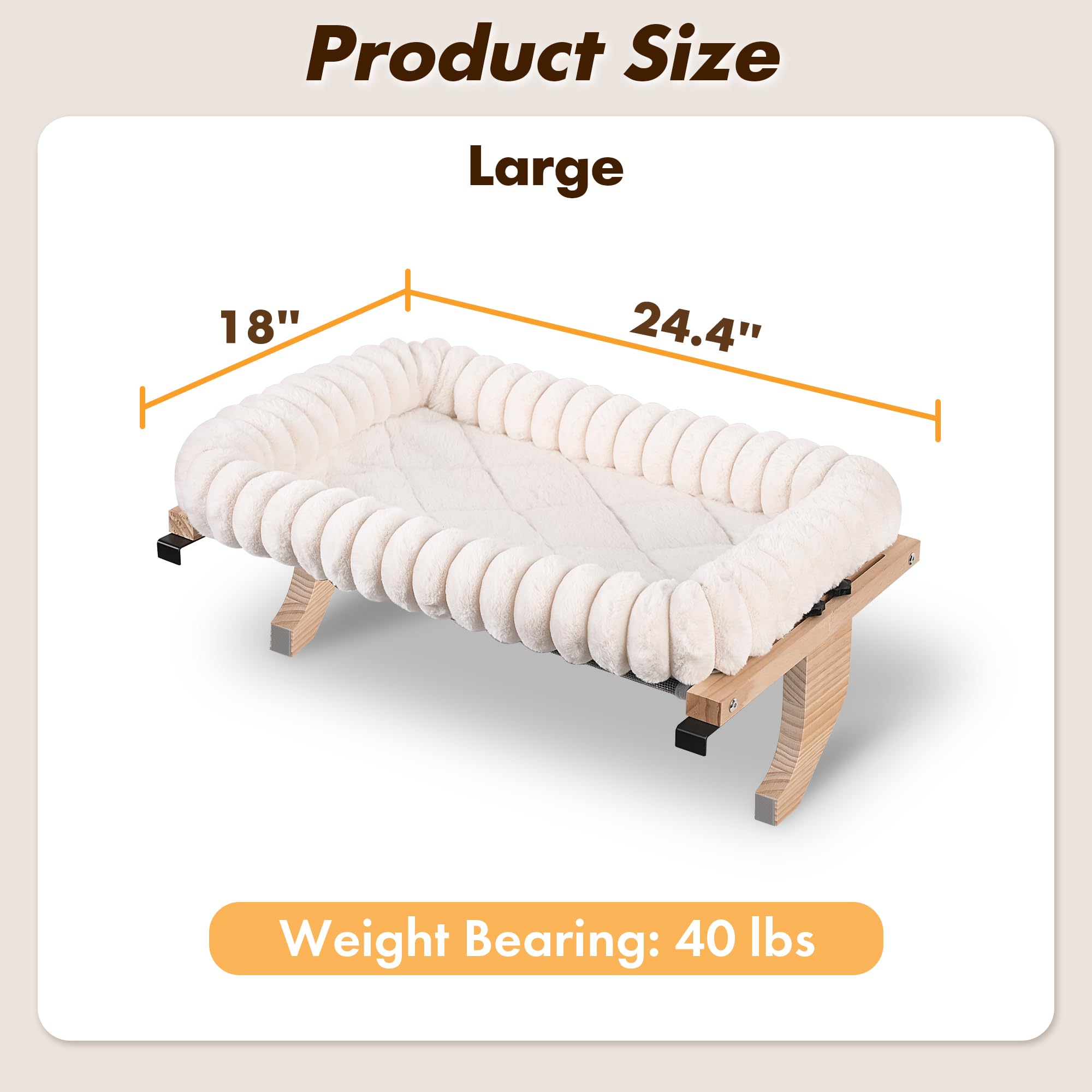 Large cat perch 24.4x18 inches provides expansive lounging space.