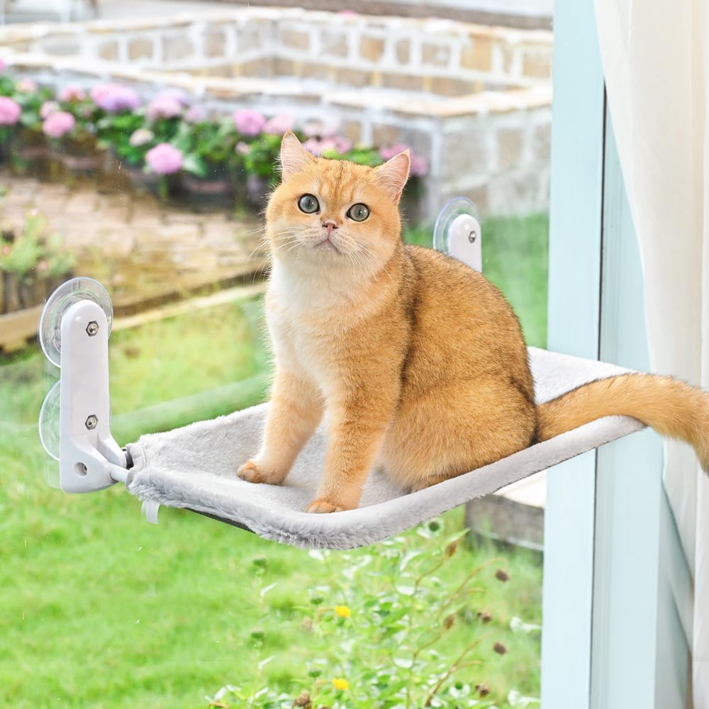 Zoratoo cordless foldable window perch being assembled for indoor cats.