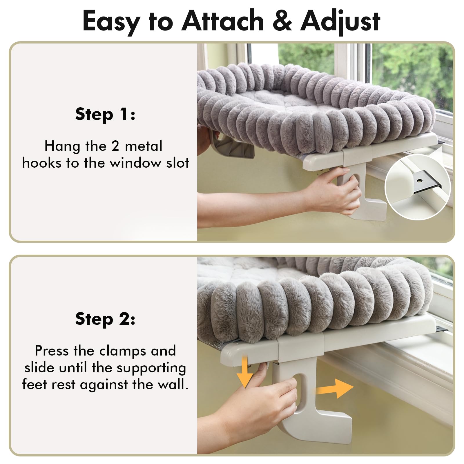 Sliding clamps enable easy attachment and precise fit.