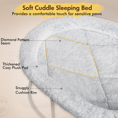 Zoratoo pet bed with plush cuddle rim for cozy head and neck support