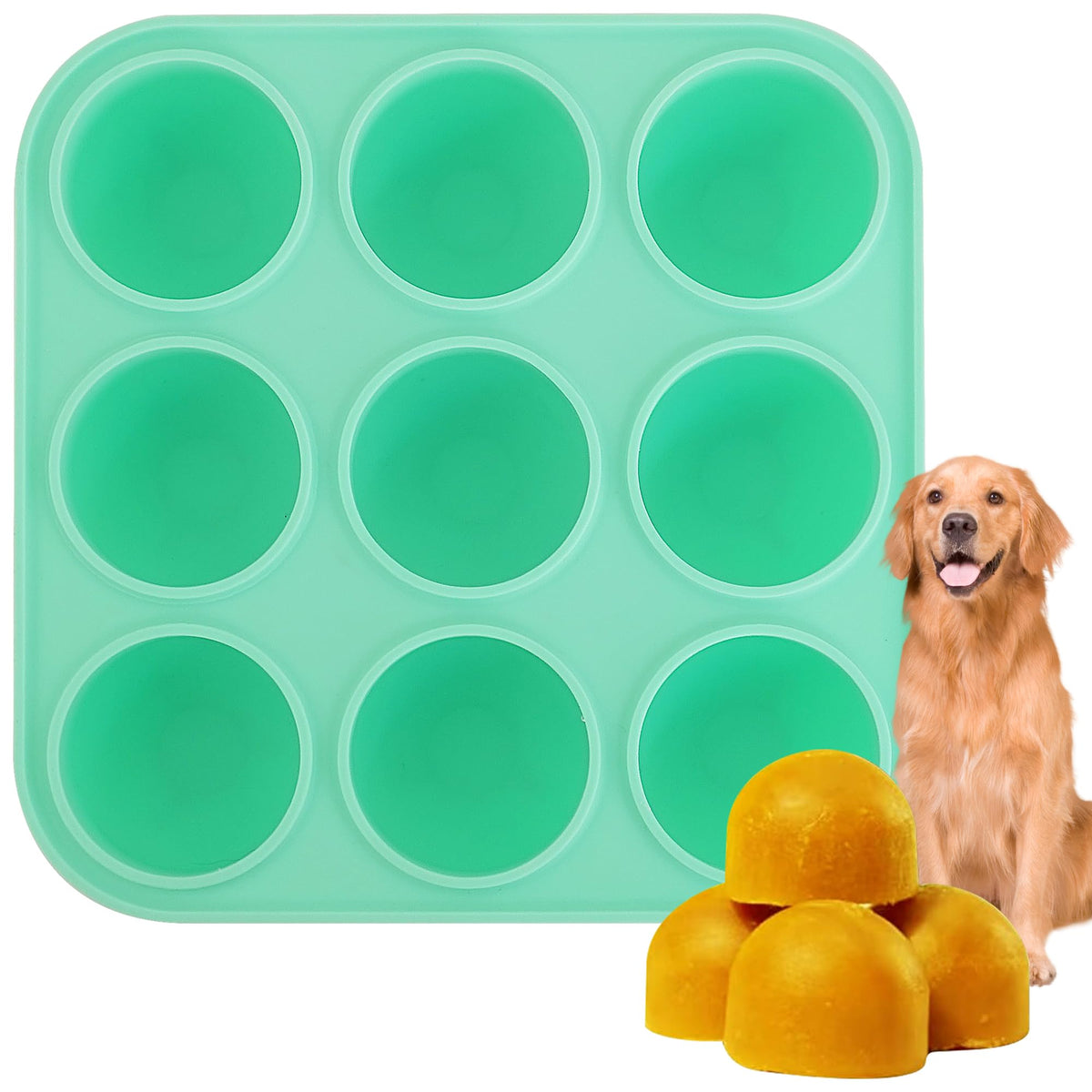 Zorazio 9Cavities silicone dog treat mold for woof pupsicle, easy batch production of frozen rewards