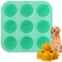 Zorazio 9-cavity silicone dog treat mold with lid for efficient batch snacks.