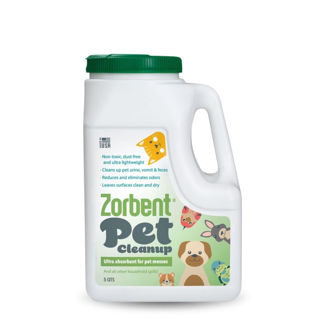Zorbent Pet Cleanup bottle pour demonstrates quick mess prep