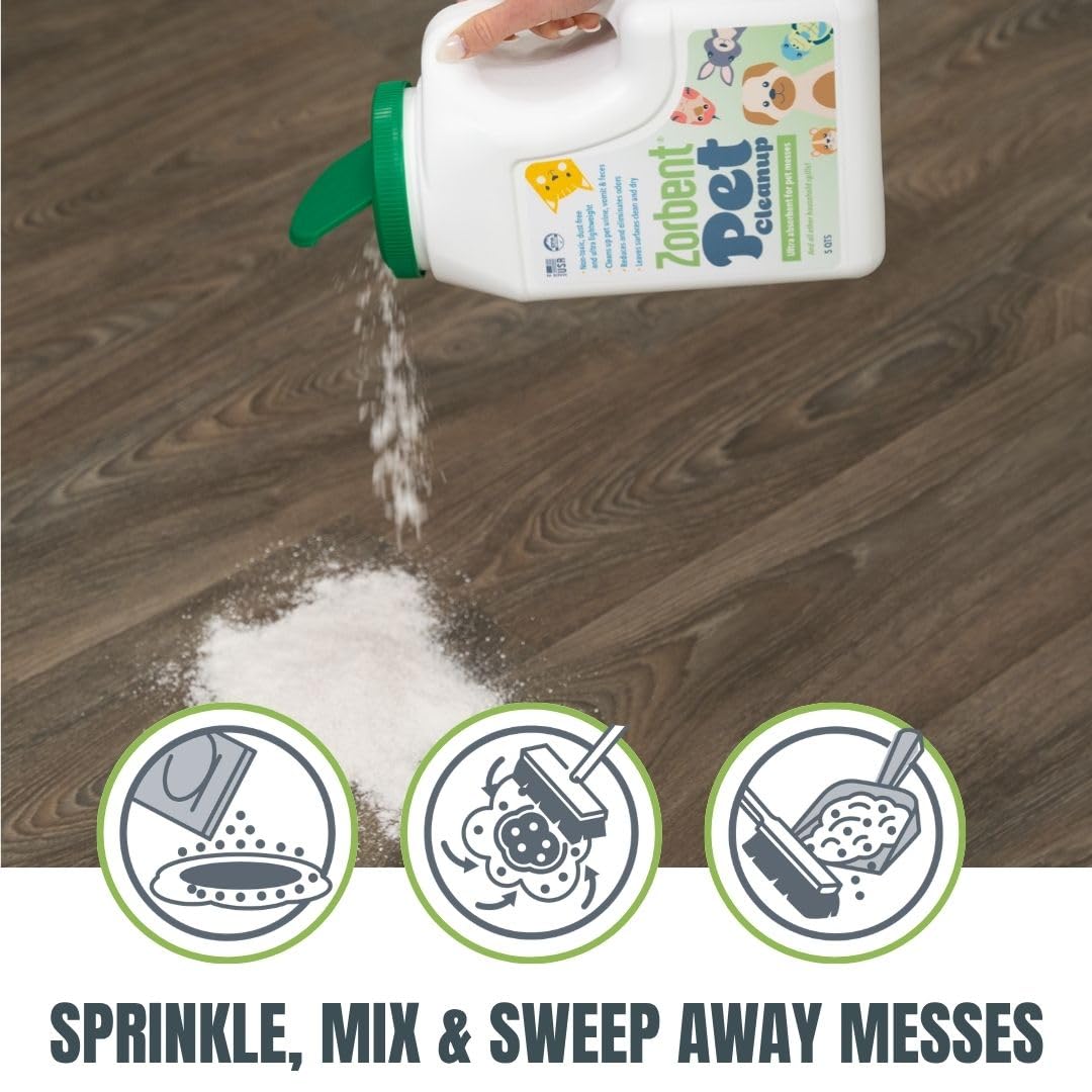 Zorbent Pet Cleanup odor elimination neutralizes odors at the source for a fresher space