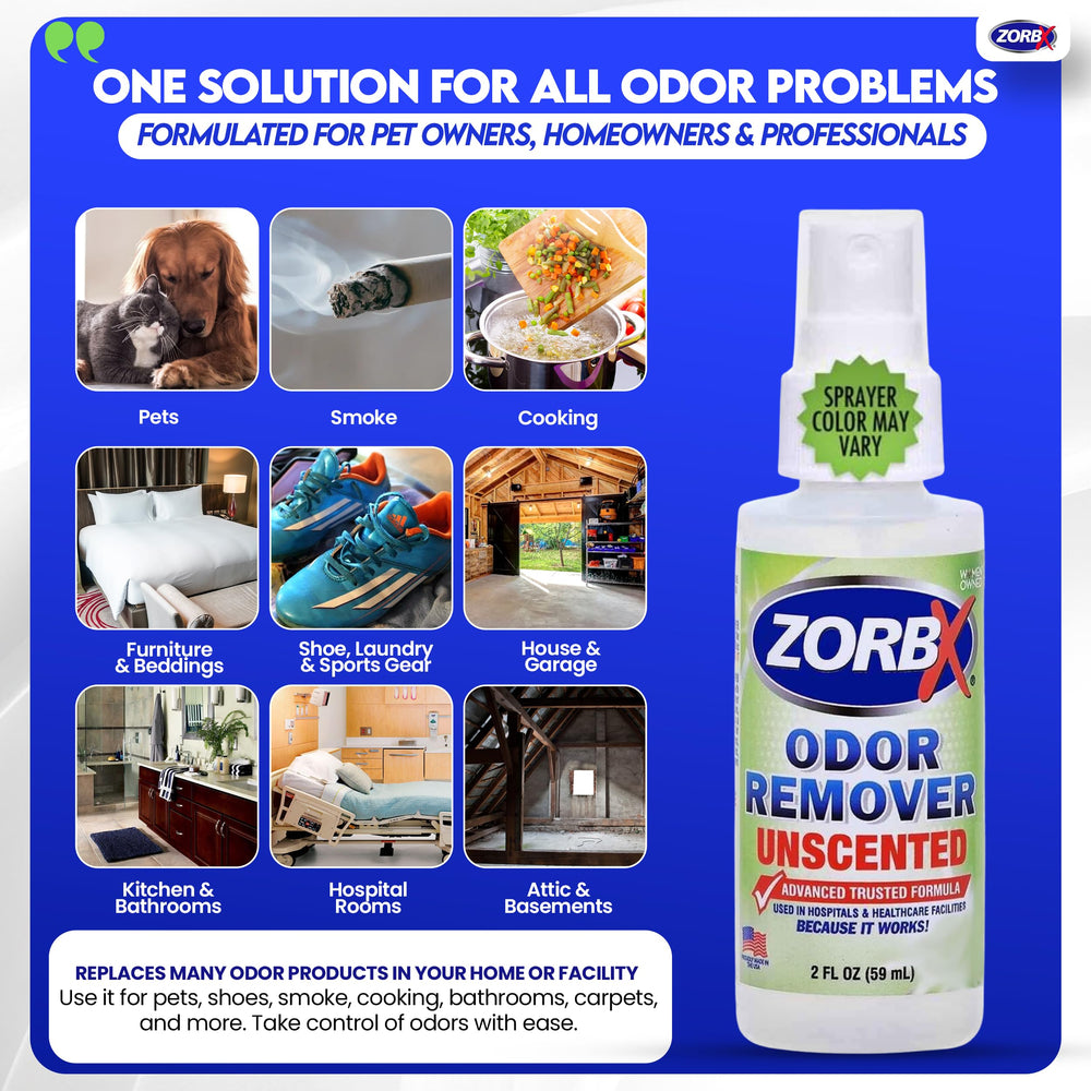 ZORBX advanced formula spray enables fast, effective odor neutralization