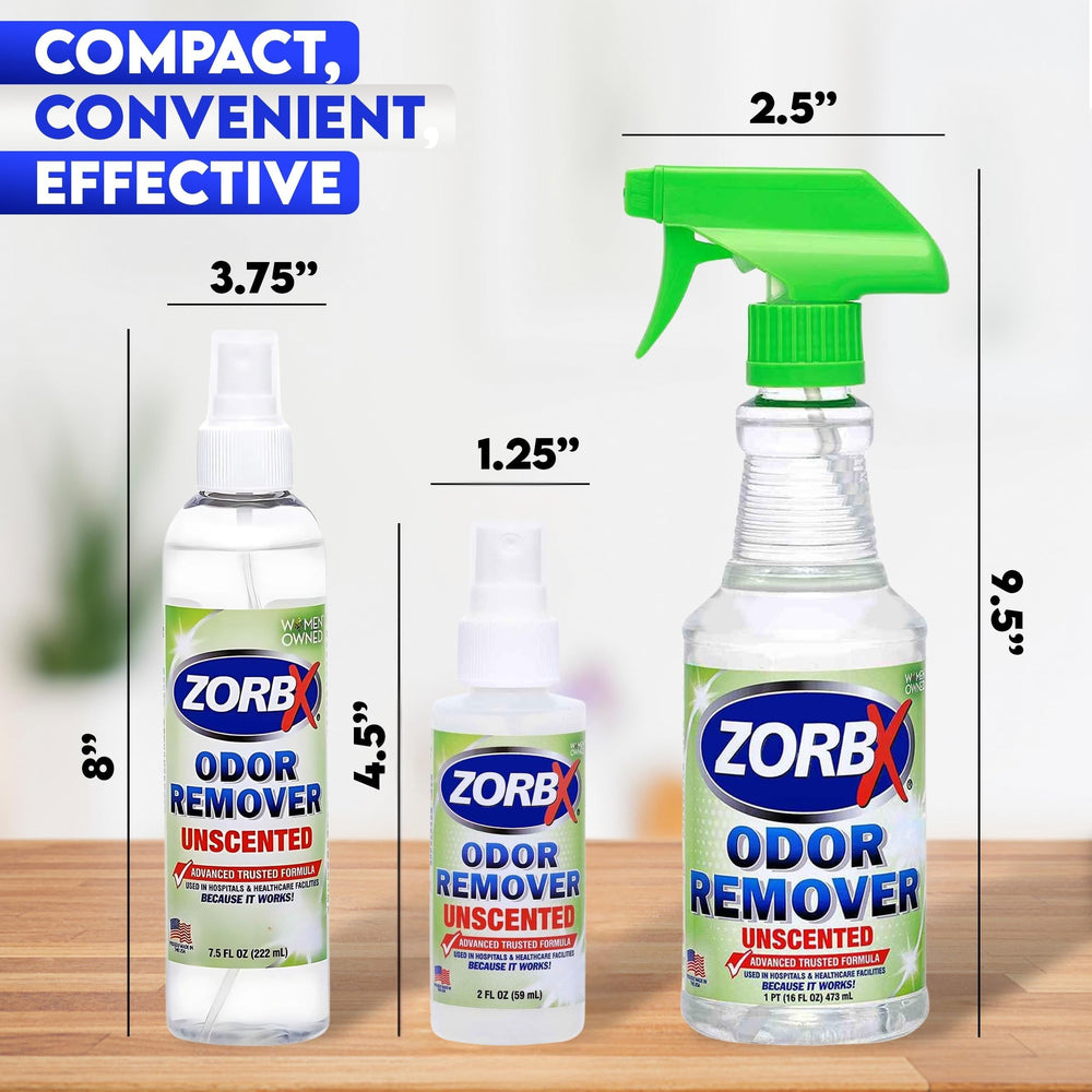 ZORBX Room odor removal spray used to freshen indoor spaces.